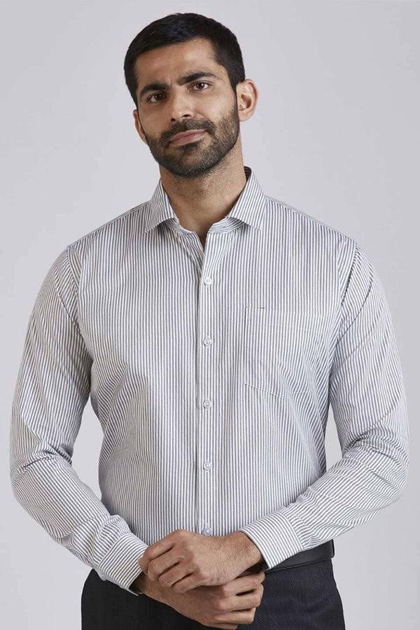Elo Eternity Men's Classic Fit Formal Shirt White & Slate Grey