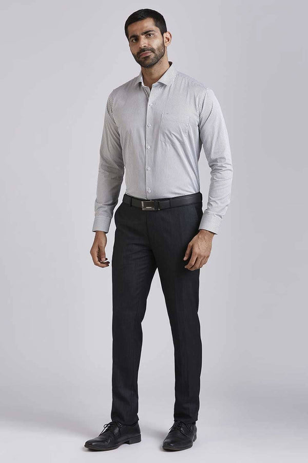 Elo Eternity Men's Classic Fit Formal Shirt White & Slate Grey