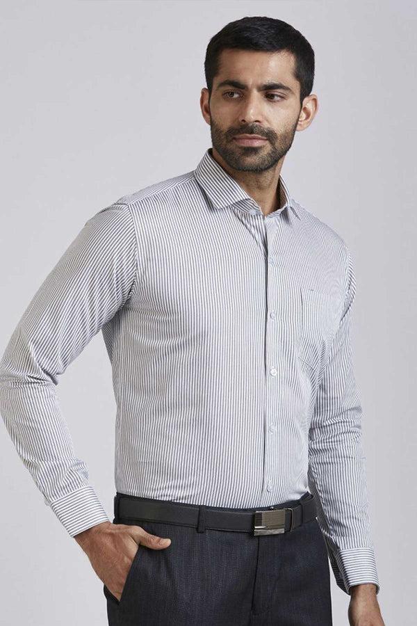 elo Eternity Men's Classic Fit Formal Shirt White & Slate Grey