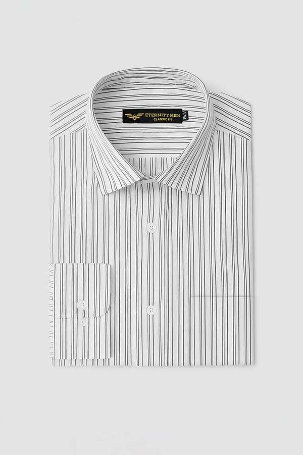 Elo Eternity Men's Classic Fit Pinstripe Formal Shirt White