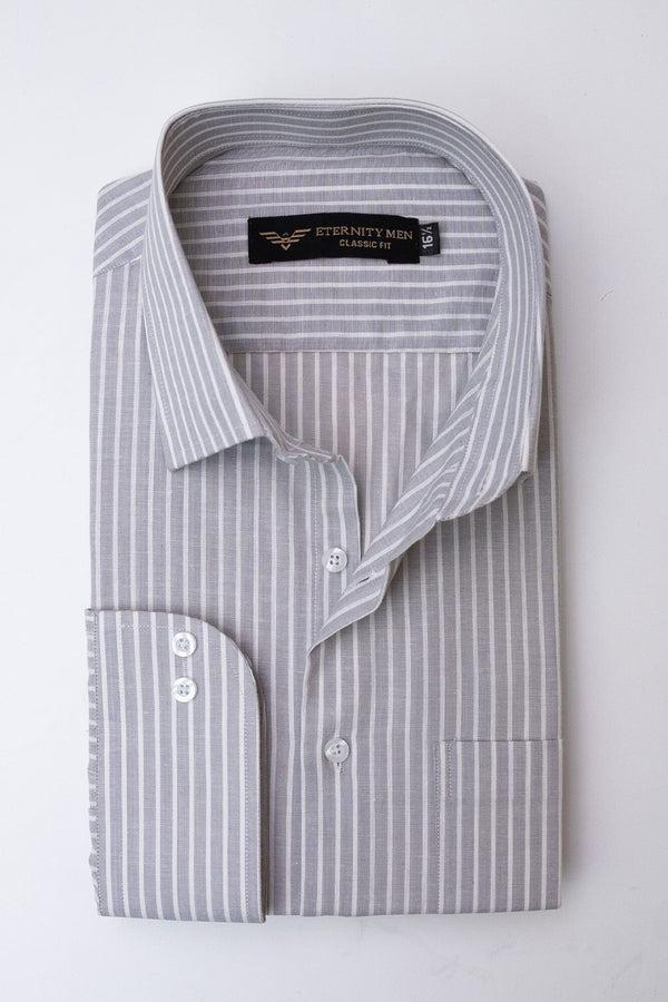 elo Eternity Men's Classic Fit Premium Formal Shirt Grey & White