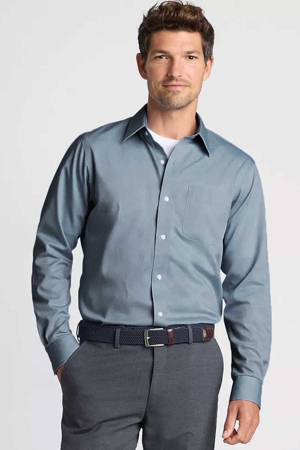 elo Eternity Men's Classic Fit Premium Formal Shirt Slate Grey