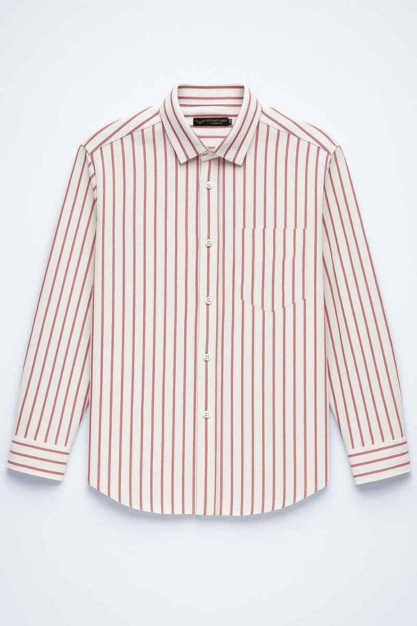 Elo Eternity Men's Classic Fit Striped Formal Shirt Red & White