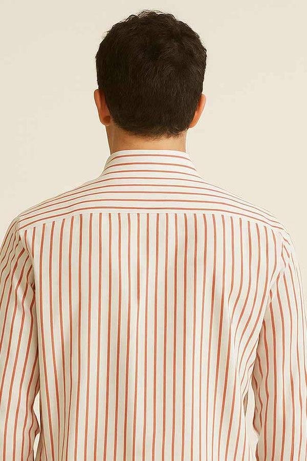 Elo Eternity Men's Classic Fit Striped Formal Shirt Red & White