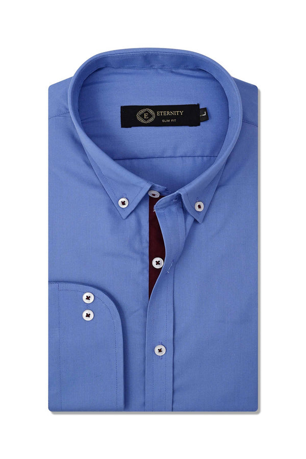 Elo Eternity Men's Formal Button Down Dress Shirt Powder Blue