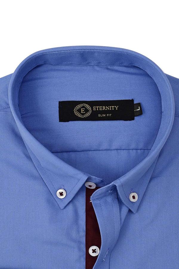 Elo Eternity Men's Formal Button Down Dress Shirt Powder Blue