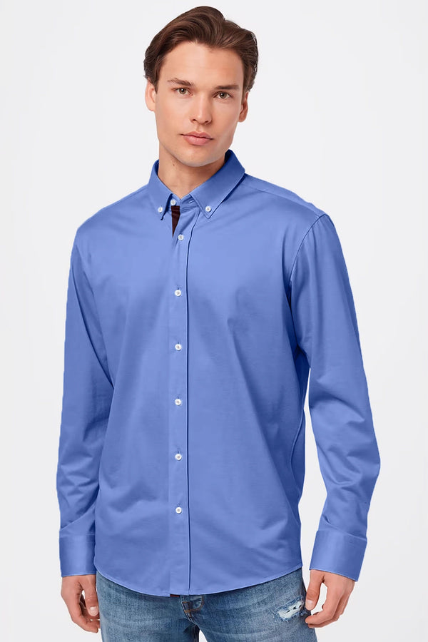 elo Eternity Men's Formal Button Down Dress Shirt Powder Blue