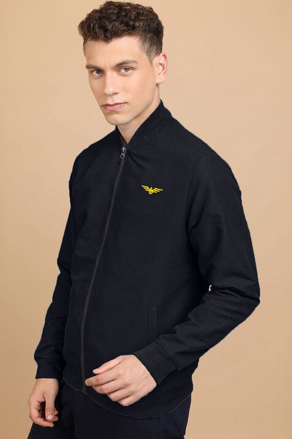 elo Eternity Men's Logo Embroidered Fleece Bomber Jacket Light Navy