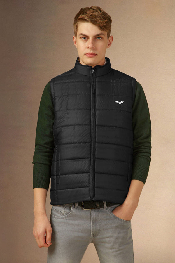 elo Eternity Men's Logo Embroidered Slim Fit Puffer Gilet Black