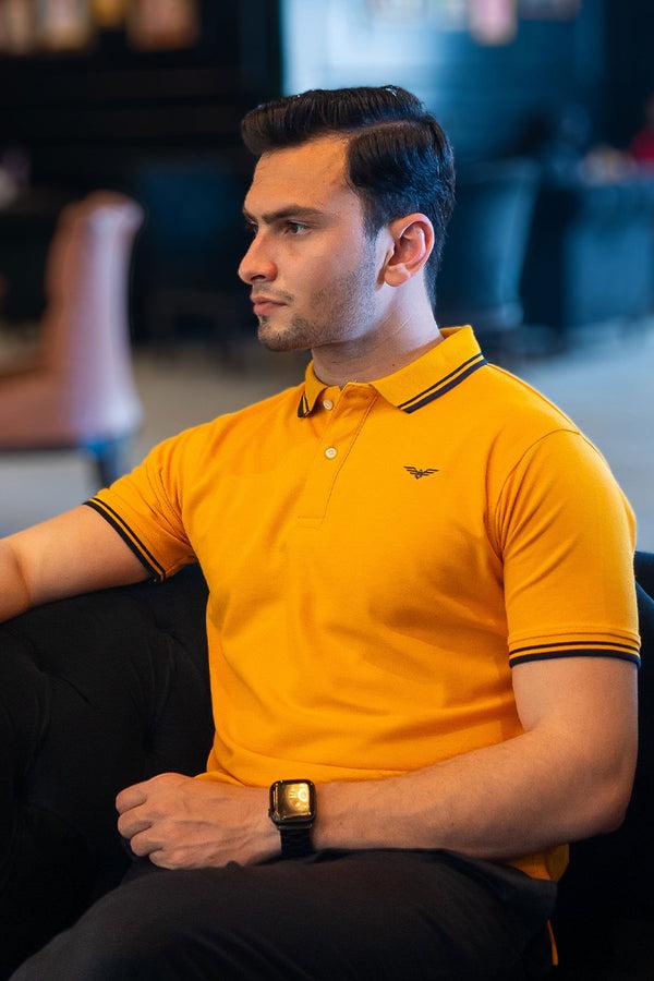 Elo Eternity Men's Logo Embroidered Tipped Collar Design Premium Polo Shirt Burgundy