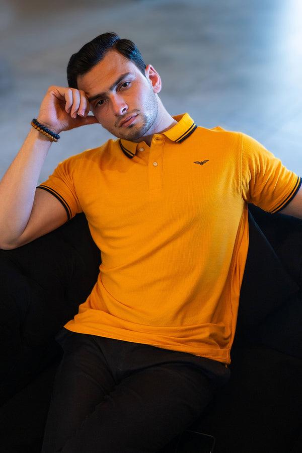 Elo Eternity Men's Logo Embroidered Tipped Collar Design Premium Polo Shirt Burgundy