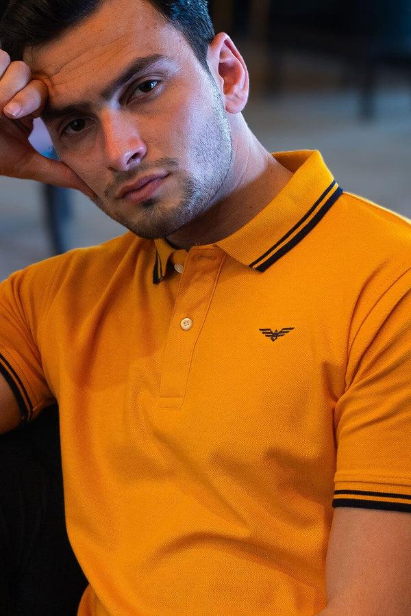 Elo Eternity Men's Logo Embroidered Tipped Collar Design Premium Polo Shirt Burgundy