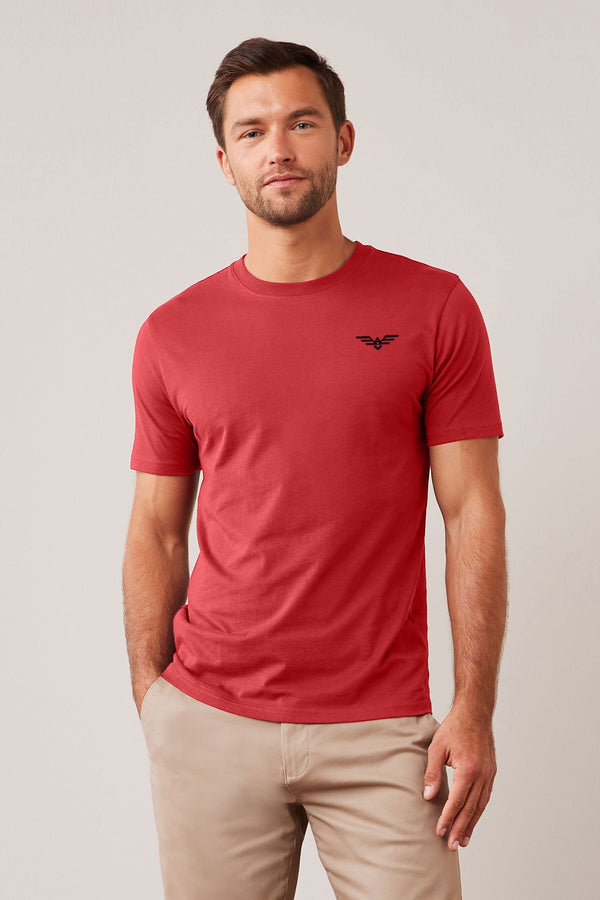 Elo Eternity Men's Logo Printed Crew Neck Tee Shirt Red