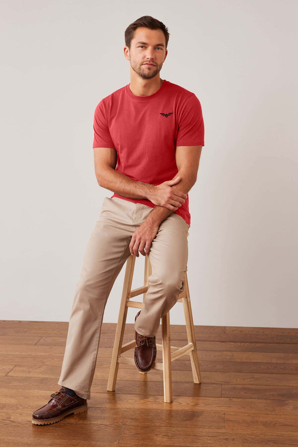 Elo Eternity Men's Logo Printed Crew Neck Tee Shirt Red
