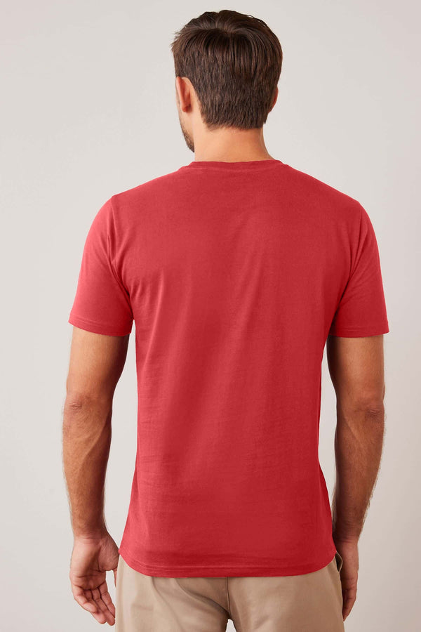 Elo Eternity Men's Logo Printed Crew Neck Tee Shirt Red