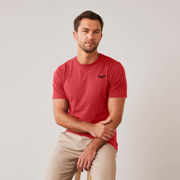 elo Eternity Men's Logo Printed Crew Neck Tee Shirt Red