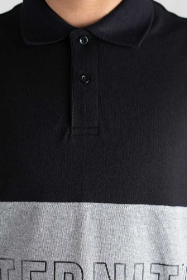 Elo Eternity Men's Printed Contrast Design Polo Shirt Black & Red