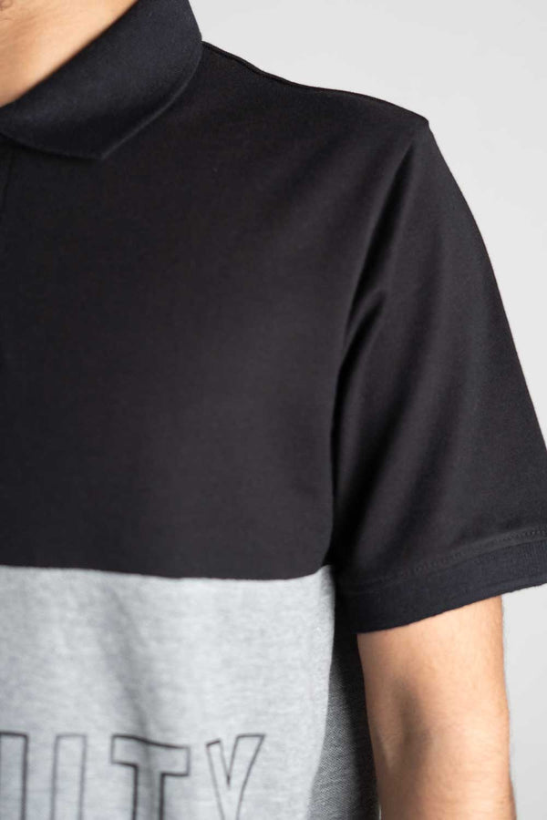 Elo Eternity Men's Printed Contrast Design Polo Shirt Black & Red