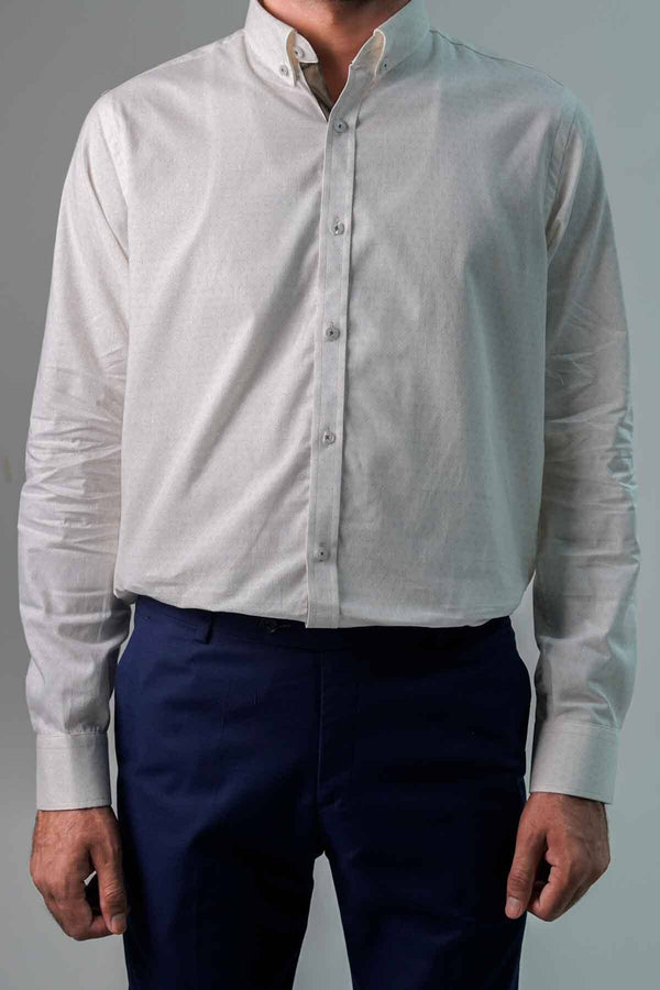 Elo Eternity Men's Printed Slim Fit Casual Shirt White