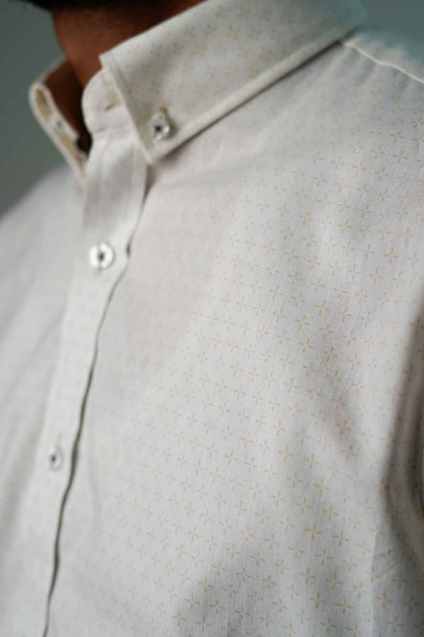 Elo Eternity Men's Printed Slim Fit Casual Shirt White