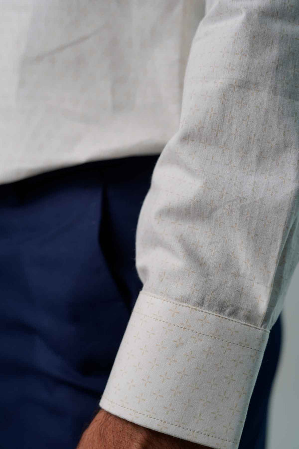 Elo Eternity Men's Printed Slim Fit Casual Shirt White