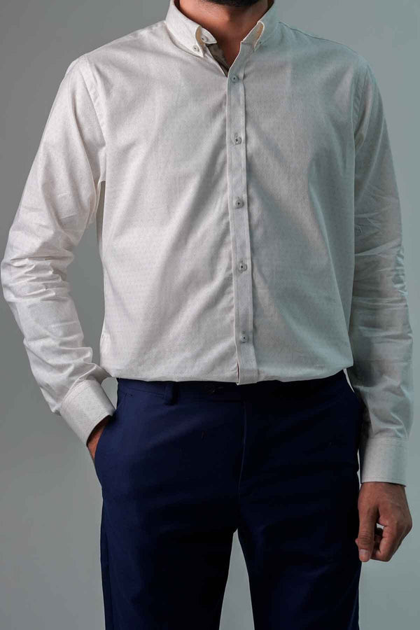 elo Eternity Men's Printed Slim Fit Casual Shirt White