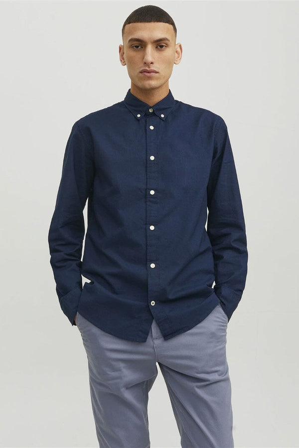 elo Eternity Men's Slim Fit Button Down Casual Shirt Navy
