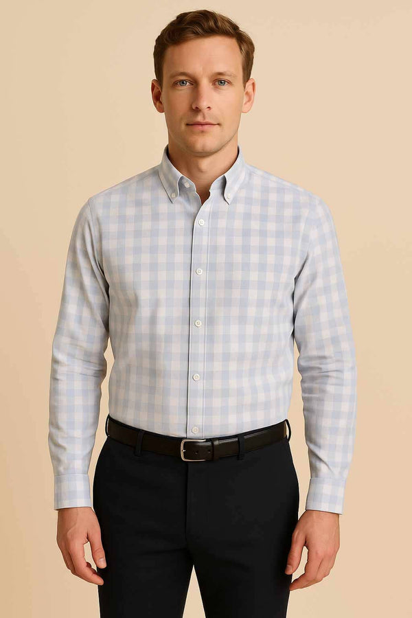 Elo Eternity Men's Slim Fit Button Down Casual Shirt Sky