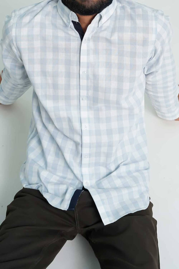 Elo Eternity Men's Slim Fit Button Down Casual Shirt Sky