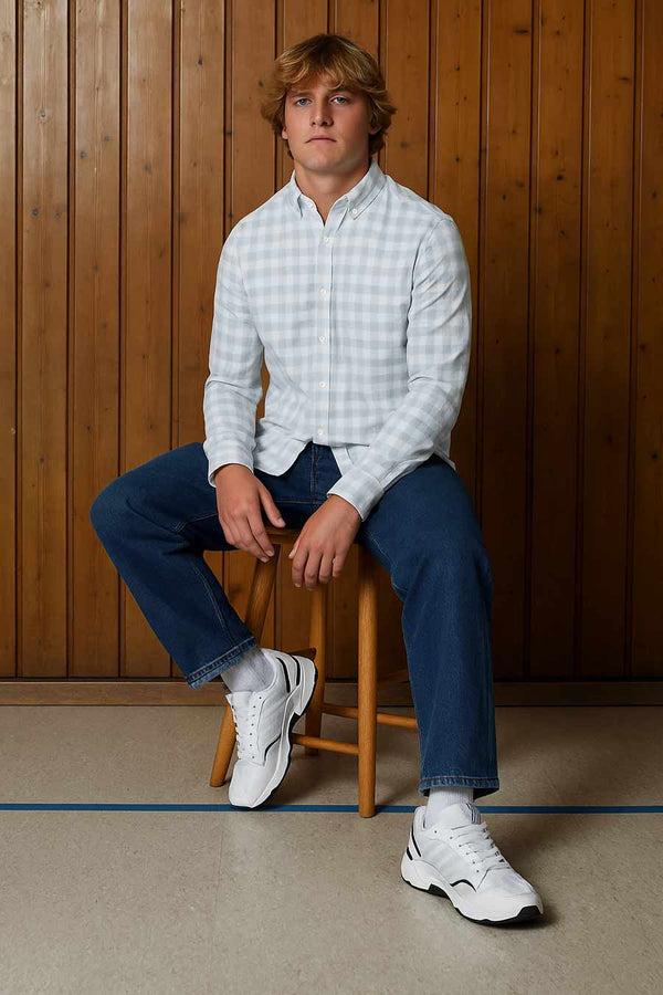 elo Eternity Men's Slim Fit Button Down Casual Shirt Sky