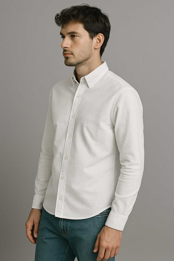 Elo Eternity Men's Slim Fit Button Down Casual Shirt White