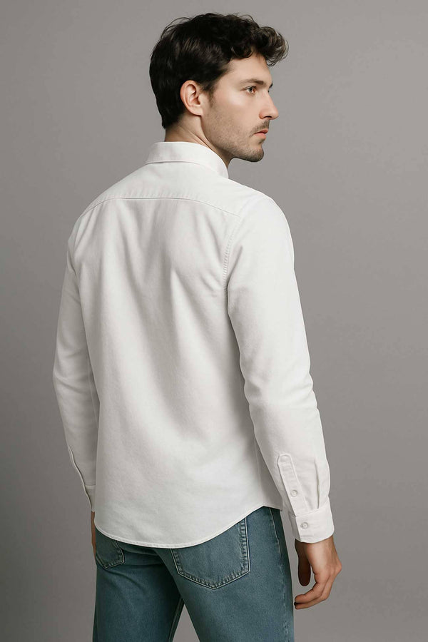 Elo Eternity Men's Slim Fit Button Down Casual Shirt White