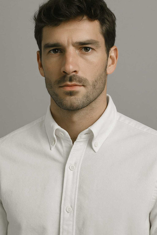 Elo Eternity Men's Slim Fit Button Down Casual Shirt White