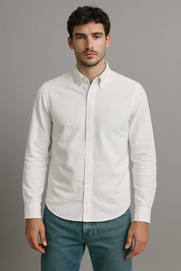 elo Eternity Men's Slim Fit Button Down Casual Shirt White