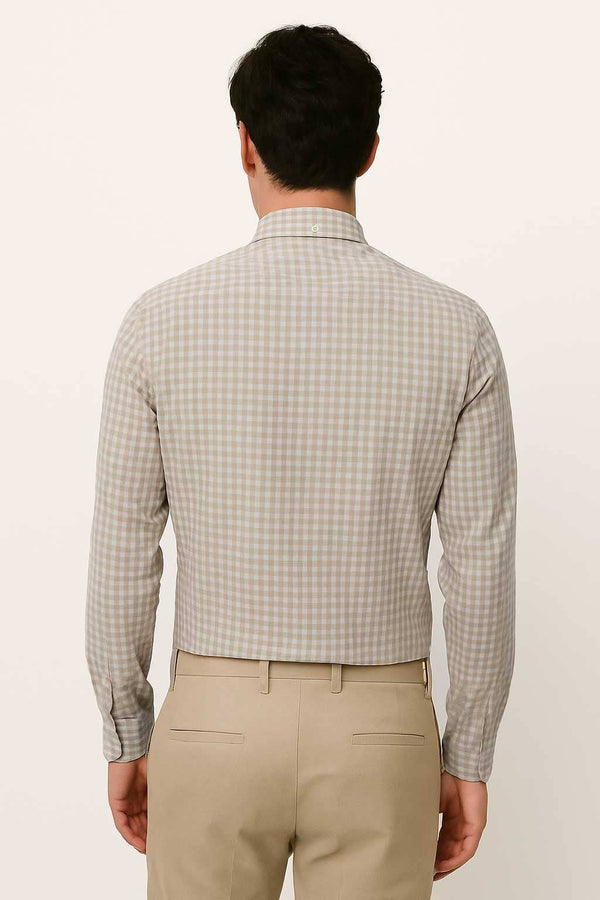 Elo Eternity Men's Slim Fit Button Down Checked Casual Shirt Skin