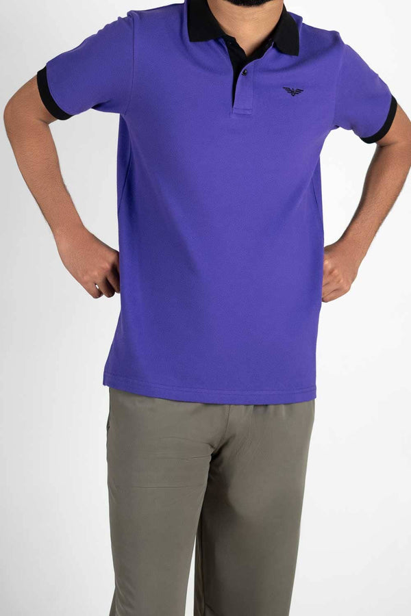 Elo Eternity Premium Men's Contrast Collar Polo Shirt Purple