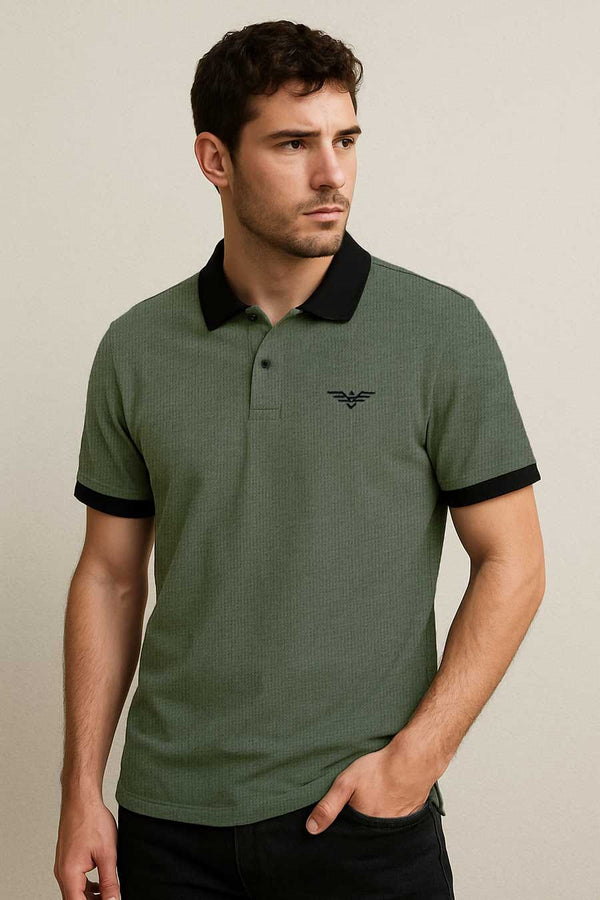 elo Eternity Premium Men's Contrast Collar Polo Shirt Mint Green