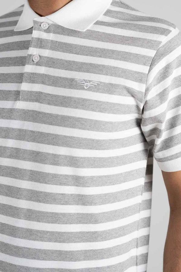 Elo Eternity Premium Men's Contrast Striped Polo Shirt White & Grey