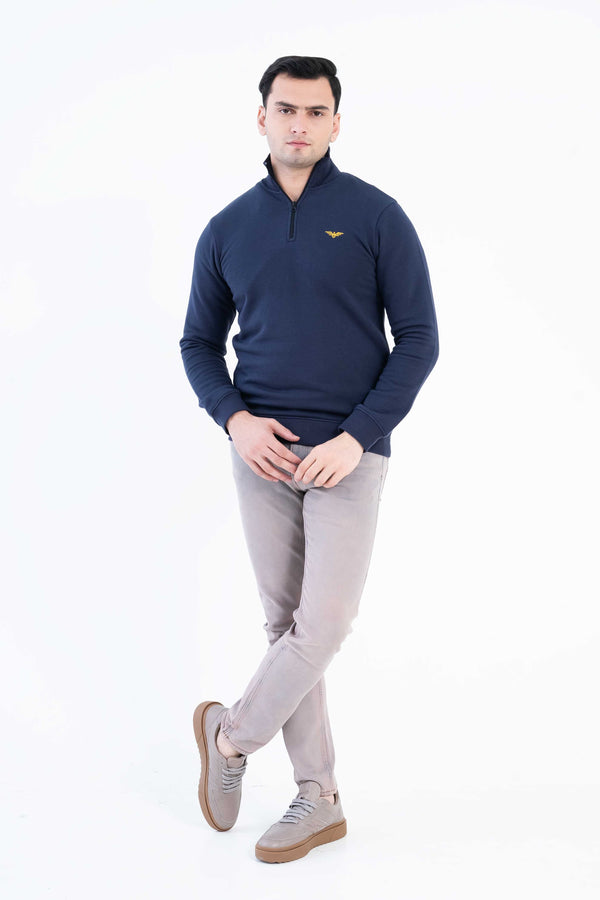 Elo Eternity Premium Men's Fleece Quarter Zipper Sweatshirt Navy