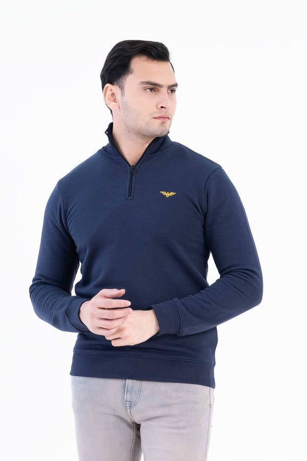 elo Eternity Premium Men's Fleece Quarter Zipper Sweatshirt Navy