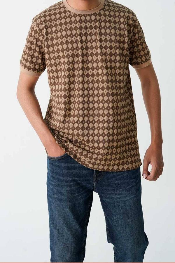 Elo Eternity Premium Men's Geometric Pattern Tee Shirt Black & White