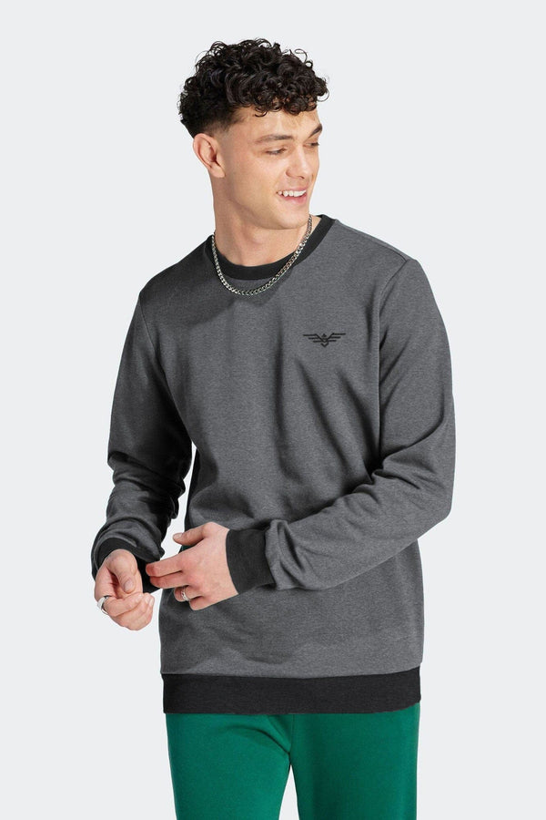 Elo Eternity Premium Men's Logo Embroidered Contrast Neck Sweat Shirt Brown & Black