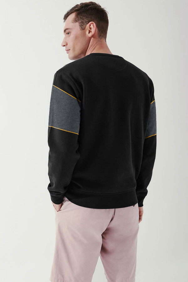 Elo Eternity Premium Men's Logo Embroidered Fleece Sweat Shirt Black & Charcoal