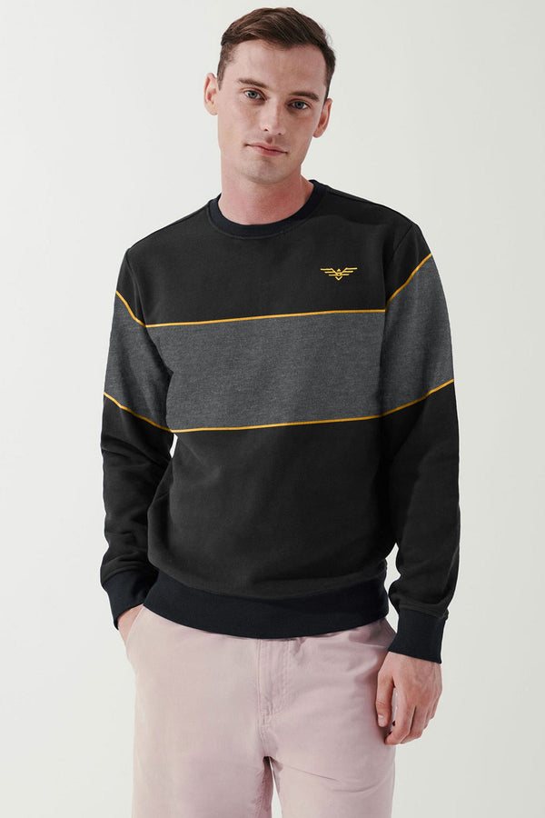 elo Eternity Premium Men's Logo Embroidered Fleece Sweat Shirt Black & Charcoal