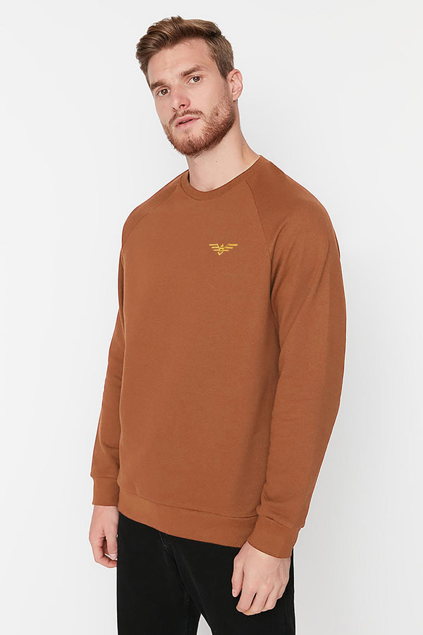 Elo Eternity Premium Men's Logo Embroidered Raglan Sleeve Sweat Shirt Bottle Green