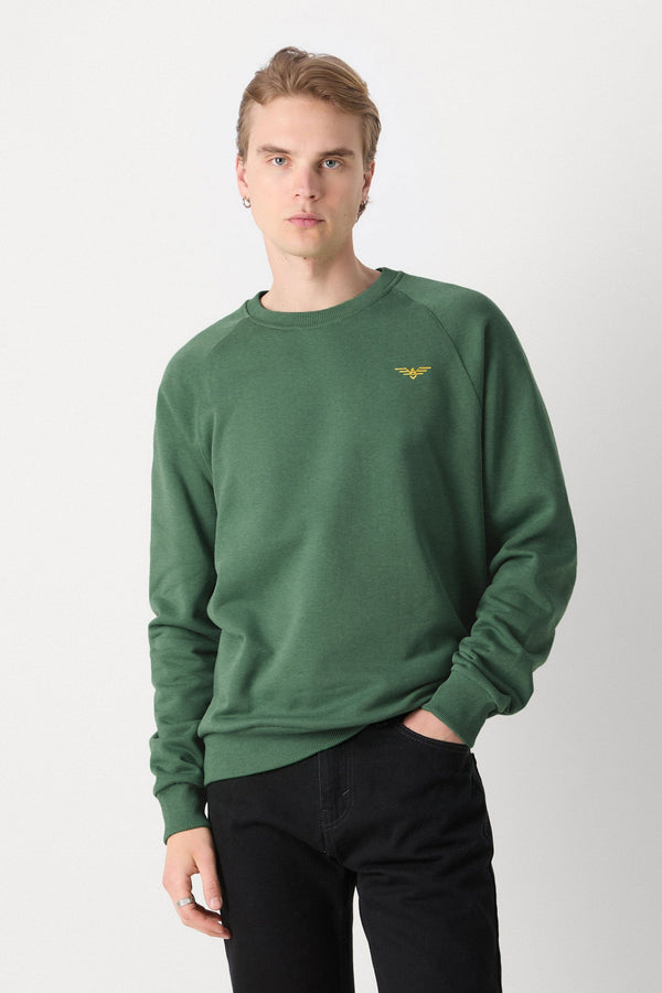 elo Eternity Premium Men's Logo Embroidered Raglan Sleeve Sweat Shirt Bottle Green