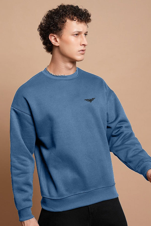 Elo Eternity Premium Men's Logo Embroidered Sweat Shirt Aqua
