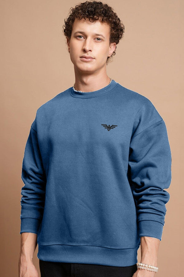 elo Eternity Premium Men's Logo Embroidered Sweat Shirt Aqua