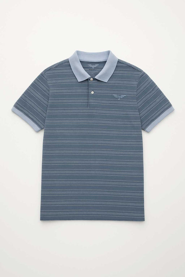 Elo Eternity Premium Men's Microdot Striped Polo Shirt Powder Blue