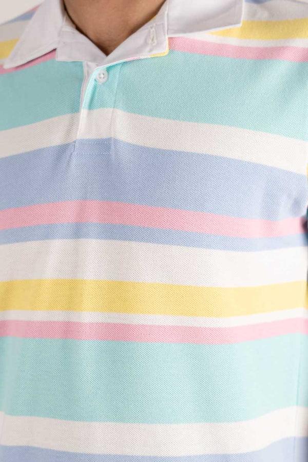 Elo Eternity Premium Men's Pastel Striped Polo Shirt Assorted